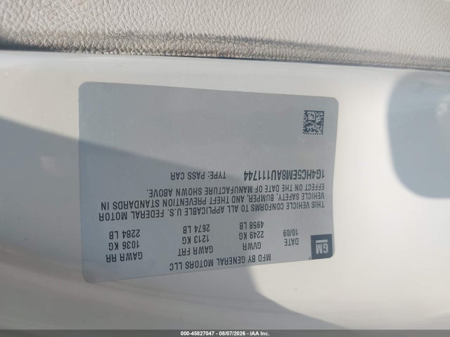 Продажа на аукционе авто 2010 Buick Lucerne Cxl, vin: 1G4HC5EM8AU111744, номер лота: 45827047