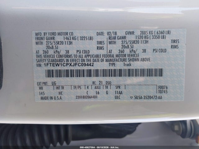1FTEW1CPXJFC09442 Ford F-150 Lariat