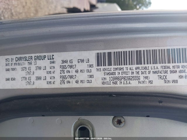 Aukcja sprzedaży 2013 Ram 1500 Slt, vin: 1C6RR6GP8DS625556, numer aukcji: 45827186