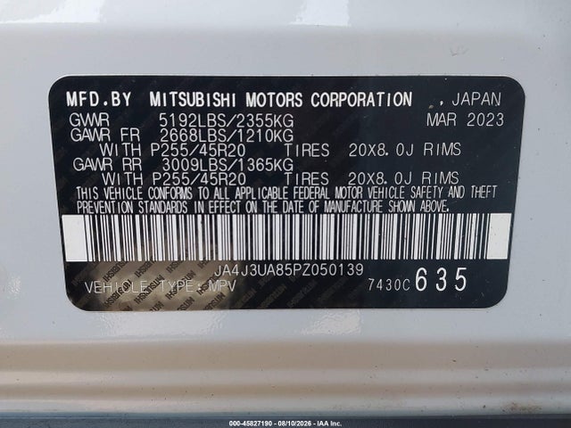 Aukcja sprzedaży 2023 Mitsubishi Outlander Se 2.5 2wd/se Black Edition 2wd/se Special Edition 2wd, vin: JA4J3UA85PZ050139, numer aukcji: 45827190