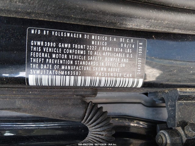 45827289 :رقم المزاد ، 3VWJ17AT0EM663587 vin ، 2014 Volkswagen Beetle 1.8t مزاد بيع