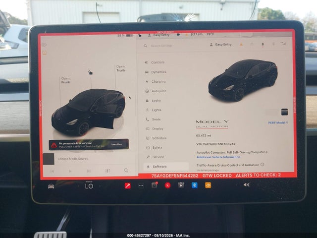 45827297 :رقم المزاد ، 7SAYGDEF5NF544282 vin ، 2022 Tesla Model Y Performance Dual Motor All-wheel Drive مزاد بيع