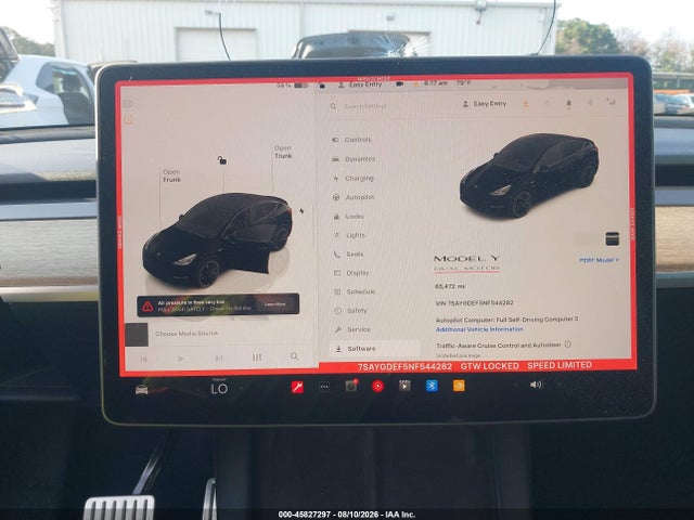 45827297 :رقم المزاد ، 7SAYGDEF5NF544282 vin ، 2022 Tesla Model Y Performance Dual Motor All-wheel Drive مزاد بيع