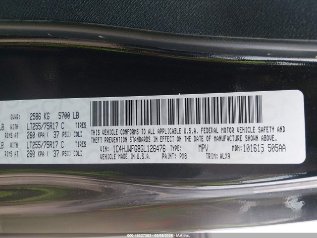 45827303 :رقم المزاد ، 1C4HJWFG8GL126476 vin ، 2016 Jeep Wrangler Unlimited Rubicon Hard Rock مزاد بيع