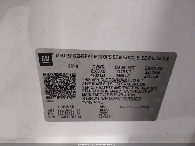 Продажа на аукционе авто 2019 Gmc Terrain Slt, vin: 3GKALVEV2KL338863, номер лота: 45827319