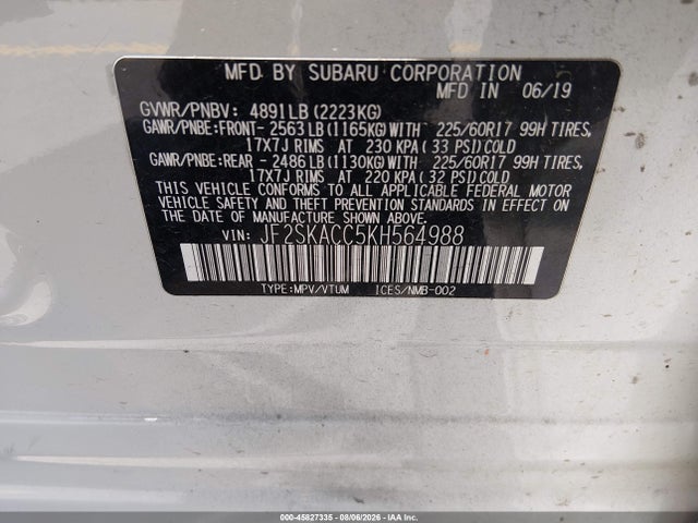 JF2SKACC5KH564988 Subaru Forester