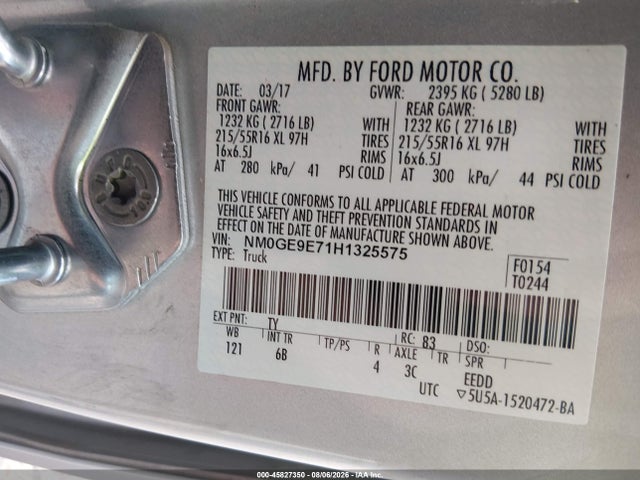 2017 Ford Transit Connect Xl მანქანა იყიდება აუქციონზე, vin: NM0GE9E71H1325575, აუქციონის ნომერი: 45827350