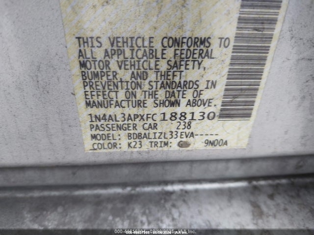 Продаж на аукціоні авто 2015 Nissan Altima 2.5 Sv, vin: 1N4AL3APXFC188130, номер лоту: 45827368