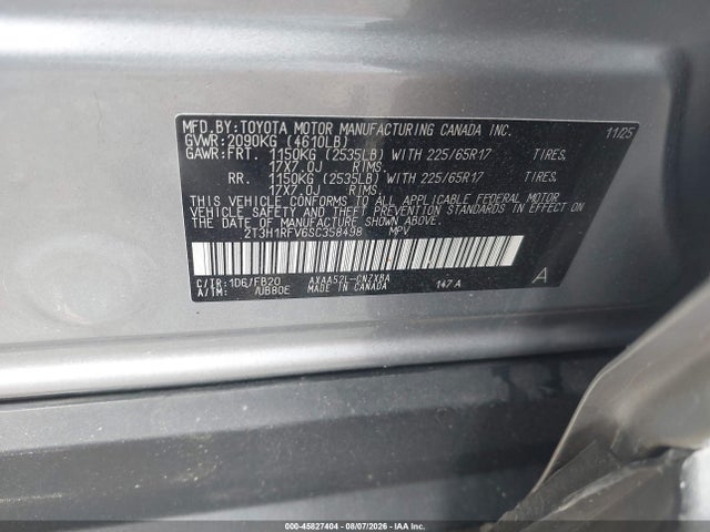 2025 Toyota Rav4 Le მანქანა იყიდება აუქციონზე, vin: 2T3H1RFV6SC358498, აუქციონის ნომერი: 45827404