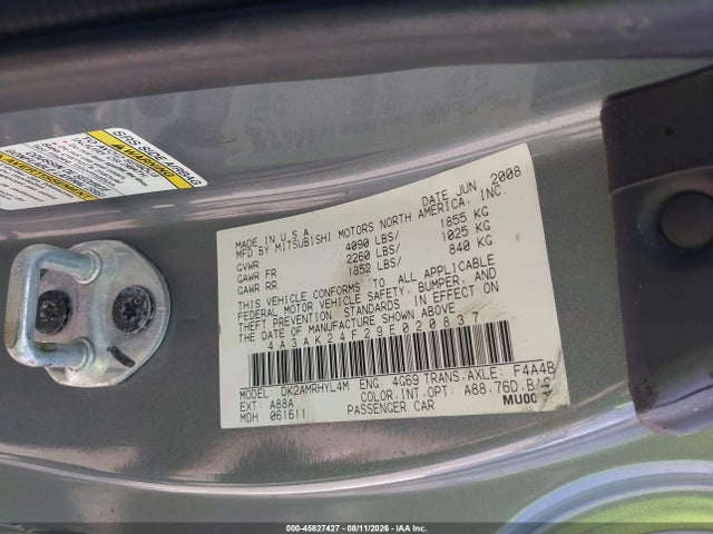 Продажа на аукционе авто 2009 Mitsubishi Eclipse Gs, vin: 4A3AK24F29E020837, номер лота: 45827427