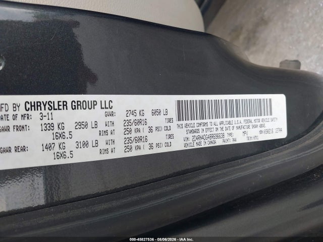 45827536 :رقم المزاد ، 2D4RN4DG4BR696638 vin ، 2011 Dodge Grand Caravan Express مزاد بيع