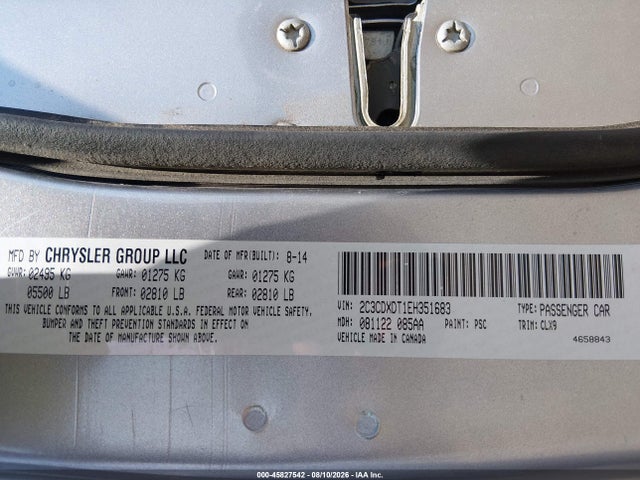 45827542 :رقم المزاد ، 2C3CDXDT1EH351683 vin ، 2014 Dodge Charger R/t Max مزاد بيع