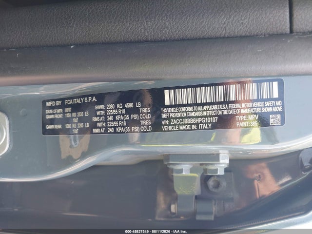 Auction sale of the 2017 Jeep Renegade Latitude, vin: ZACCJBBB6HPG10107, lot number: 45827549
