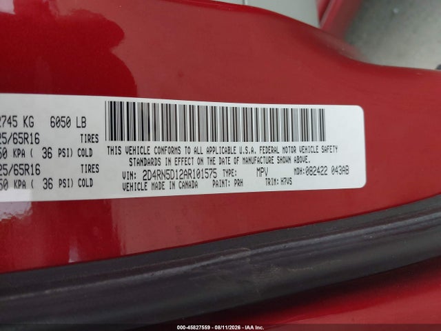 Продажа на аукционе авто 2010 Dodge Grand Caravan Sxt, vin: 2D4RN5D12AR101575, номер лота: 45827559