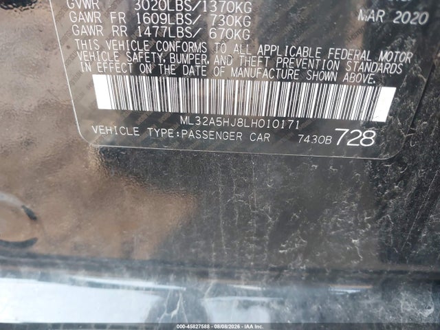 Aukcja sprzedaży 2020 Mitsubishi Mirage Gt/le, vin: ML32A5HJ8LH010171, numer aukcji: 45827588