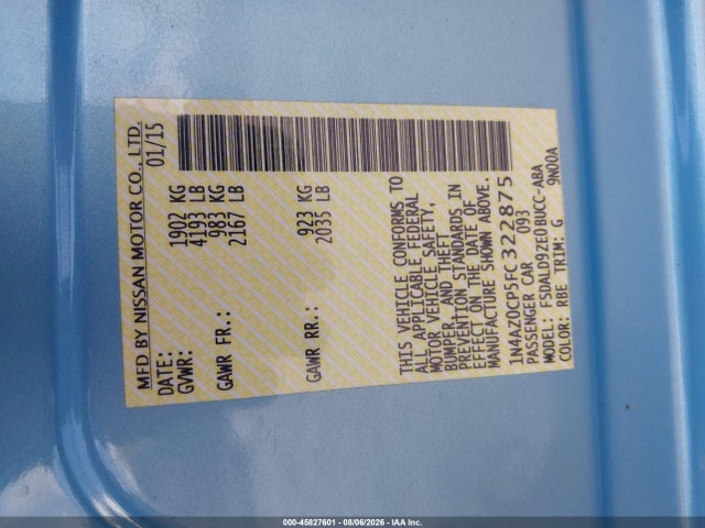 1N4AZ0CP5FC322875 Nissan LEAF SV