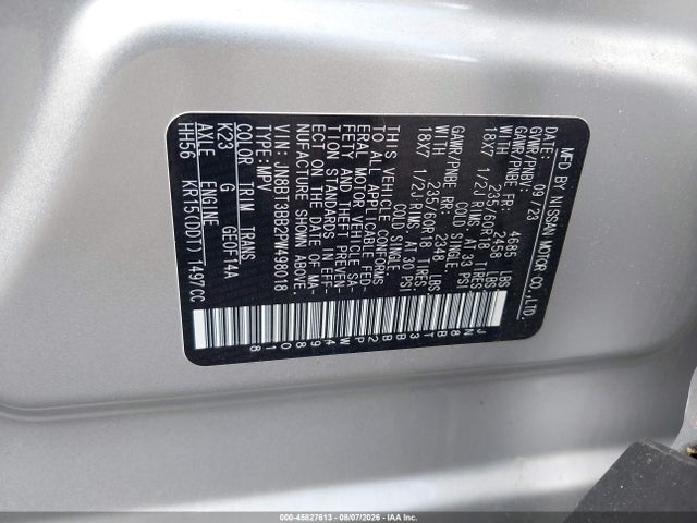 Auction sale of the 2023 Nissan Rogue Sv Intelligent Awd, vin: JN8BT3BB2PW498018, lot number: 45827613