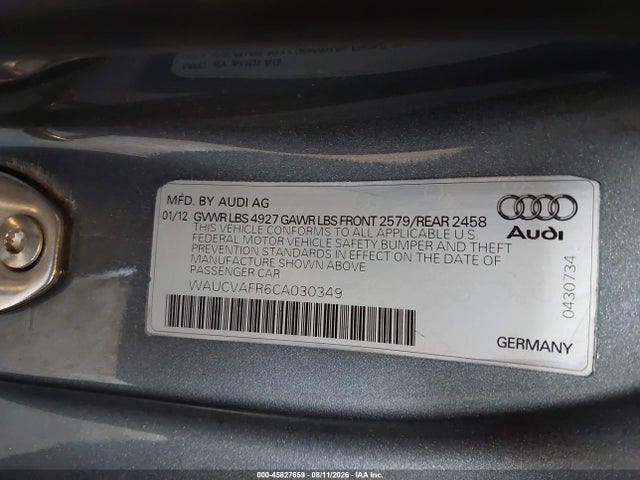 Aukcja sprzedaży 2012 Audi S5 Premium Plus, vin: WAUCVAFR6CA030349, numer aukcji: 45827659