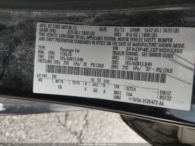 Ford FIESTA SE 2015 3FADP4EJ2FM203392 Image 9