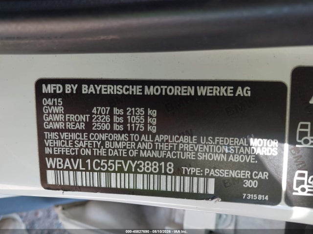 45827690 :رقم المزاد ، WBAVL1C55FVY38818 vin ، 2015 Bmw X1 Xdrive28i مزاد بيع
