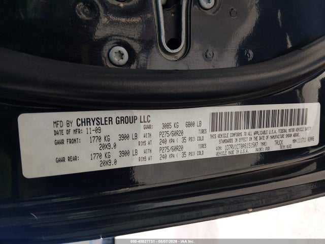 Продажа на аукционе авто 2010 Dodge Ram 1500 Slt/sport/trx, vin: 1D7RV1CT8AS151507, номер лота: 45827731