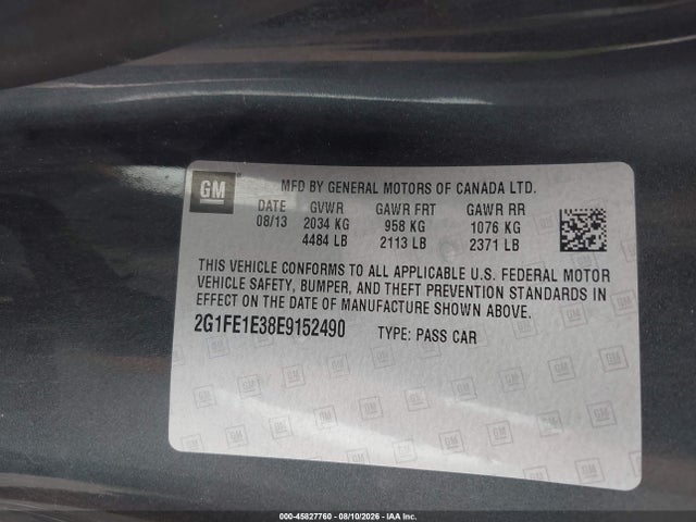 2014 Chevrolet Camaro 1ls მანქანა იყიდება აუქციონზე, vin: 2G1FE1E38E9152490, აუქციონის ნომერი: 45827760