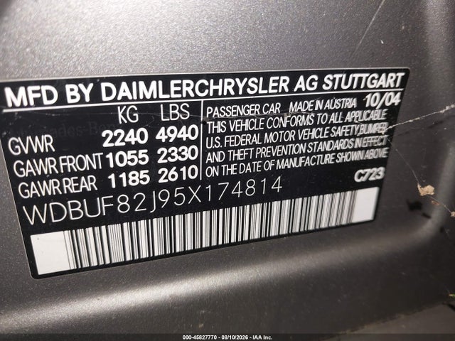 Продаж на аукціоні авто 2005 Mercedes-benz E 320 4matic, vin: WDBUF82J95X174814, номер лоту: 45827770