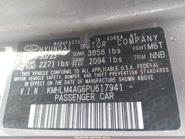 Aukcja sprzedaży 2023 Hyundai Elantra Sel, vin: KMHLM4AG6PU617941, numer aukcji: 45827794