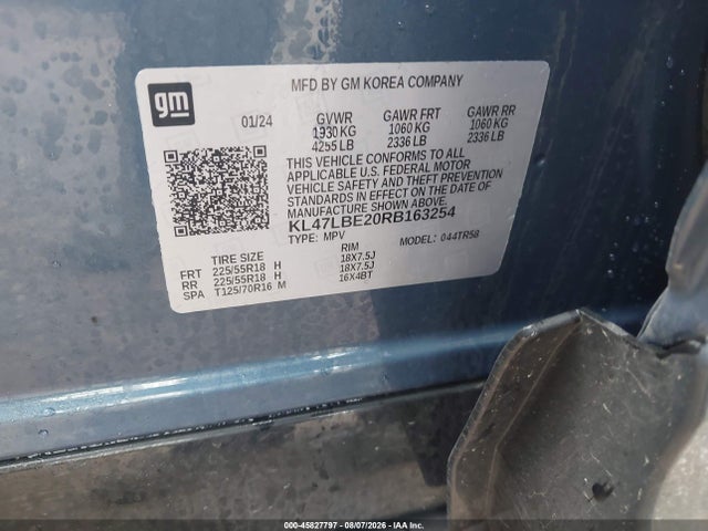 45827797 :رقم المزاد ، KL47LBE20RB163254 vin ، 2024 Buick Envista Sport Touring Fwd مزاد بيع