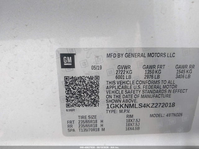 1GKKNMLS4KZ272018 GMC Acadia Slt-1