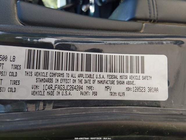 45827844 :رقم المزاد ، 1C4RJFAG3JC264204 vin ، 2018 Jeep Grand Cherokee Altitude 4x4 مزاد بيع