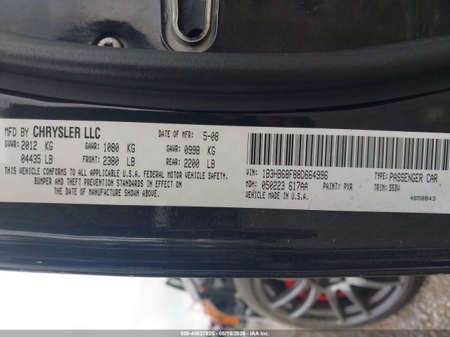 45827925 :رقم المزاد ، 1B3HB68F88D664996 vin ، 2008 Dodge Caliber Srt4 مزاد بيع