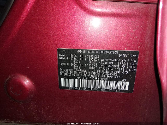 Продажа на аукционе авто 2024 Subaru Outback Limited Xt, vin: 4S4BTGND3R3182739, номер лота: 45827957