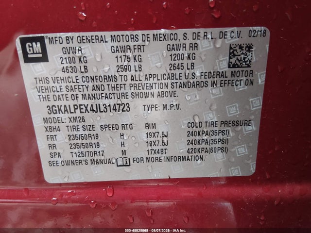 Продаж на аукціоні авто 2018 Gmc Terrain Slt, vin: 3GKALPEX4JL314723, номер лоту: 45828068