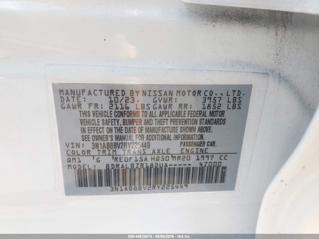 Aukcja sprzedaży 2024 Nissan Sentra S Xtronic Cvt, vin: 3N1AB8BV2RY225449, numer aukcji: 45828076