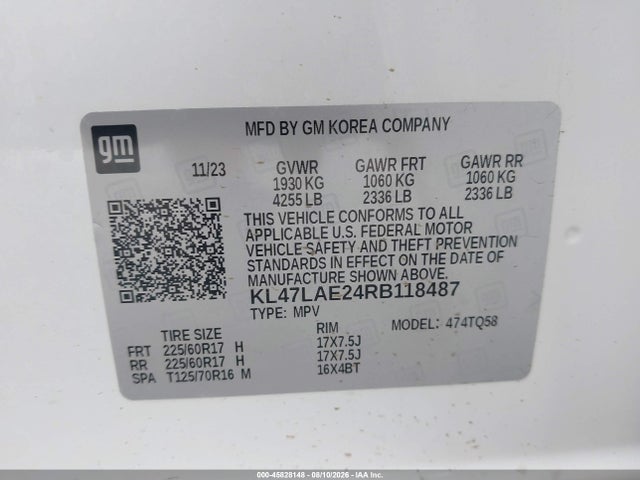 Aukcja sprzedaży 2024 Buick Envista Preferred Fwd, vin: KL47LAE24RB118487, numer aukcji: 45828148