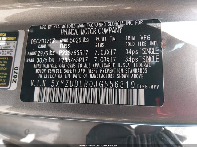 Продаж на аукціоні авто 2018 Hyundai Santa Fe Sport 2.4l, vin: 5XYZUDLB0JG556319, номер лоту: 45828150