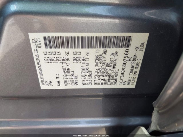 Продаж на аукціоні авто 2023 Nissan Rogue S Intelligent Awd, vin: 5N1BT3AB9PC807560, номер лоту: 45828154