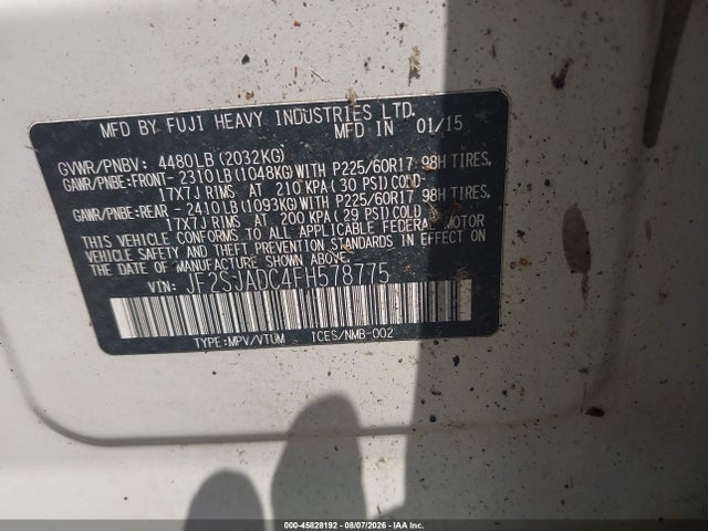Aukcja sprzedaży 2015 Subaru Forester 2.5i Premium, vin: JF2SJADC4FH578775, numer aukcji: 45828192
