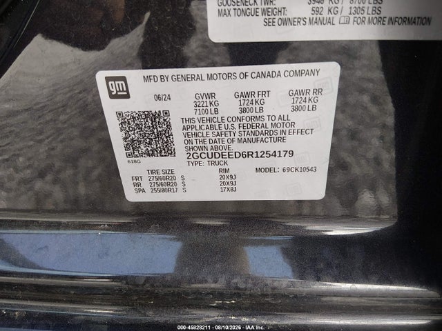 45828211 :رقم المزاد ، 2GCUDEED6R1254179 vin ، 2024 Chevrolet Silverado 1500 4wd  Short Bed Rst مزاد بيع