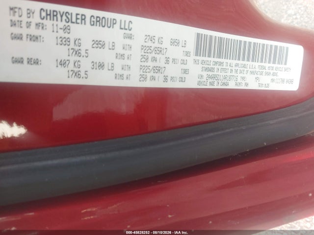2010 Chrysler Town & Country Touring მანქანა იყიდება აუქციონზე, vin: 2A4RR5D11AR187716, აუქციონის ნომერი: 45828252