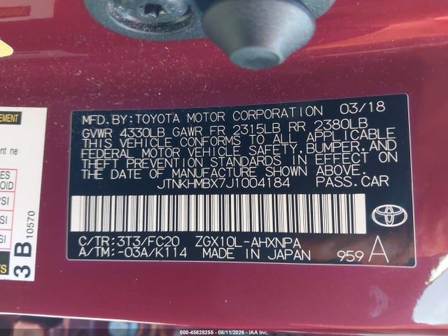 Продажа на аукционе авто 2018 Toyota C-hr Xle, vin: JTNKHMBX7J1004184, номер лота: 45828255