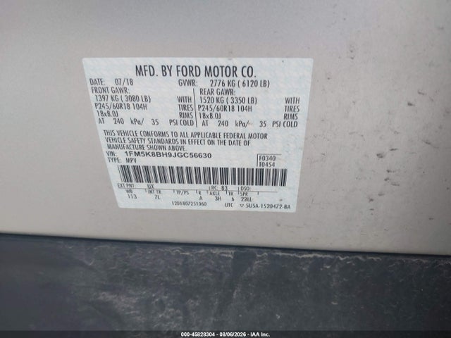 Ford Explorer 2018 1FM5K8BH9JGC56630 Image 9