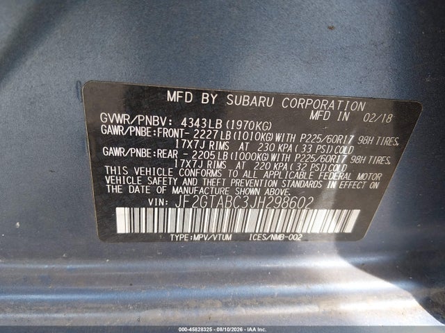 JF2GTABC3JH298602 Subaru Crosstrek 2.0i Premium