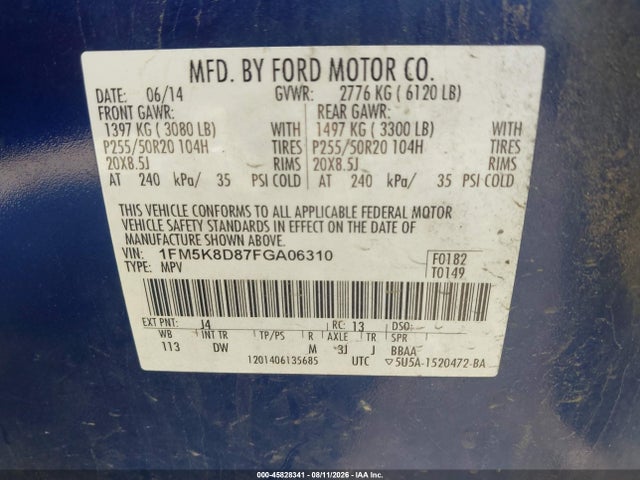 Aukcja sprzedaży 2015 Ford Explorer Xlt, vin: 1FM5K8D87FGA06310, numer aukcji: 45828341