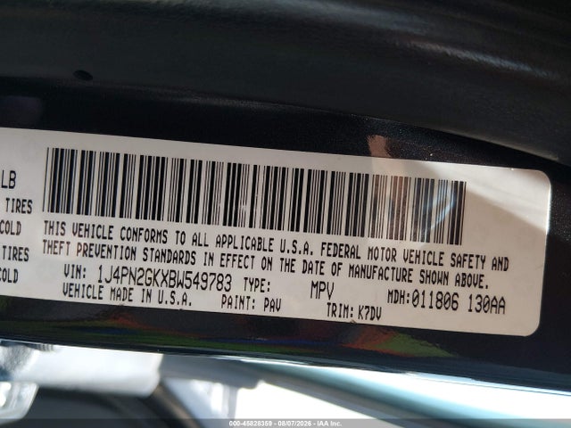 2011 Jeep Liberty Sport მანქანა იყიდება აუქციონზე, vin: 1J4PN2GKXBW549783, აუქციონის ნომერი: 45828359