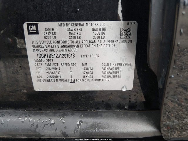 Продажа на аукционе авто 2018 Chevrolet Colorado Z71, vin: 1GCPTDE12J1201618, номер лота: 45828368