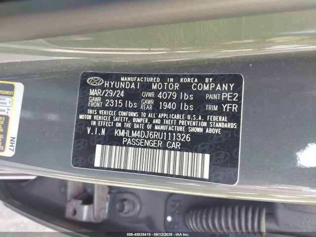 2024 Hyundai Elantra Hybrid Blue მანქანა იყიდება აუქციონზე, vin: KMHLM4DJ6RU111326, აუქციონის ნომერი: 45828410