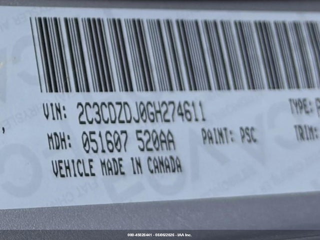 Продажа на аукционе авто 2016 Dodge Challenger Srt 392, vin: 2C3CDZDJ0GH274611, номер лота: 45828441
