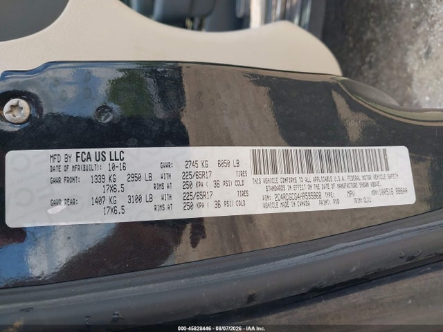 2017 Dodge Grand Caravan Sxt მანქანა იყიდება აუქციონზე, vin: 2C4RDGCG4HR595868, აუქციონის ნომერი: 45828446